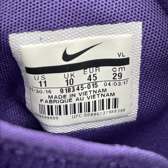 Size 11 Nike Force Savage Elite TD Football Cleats 918345-015 Black Purple main image 7